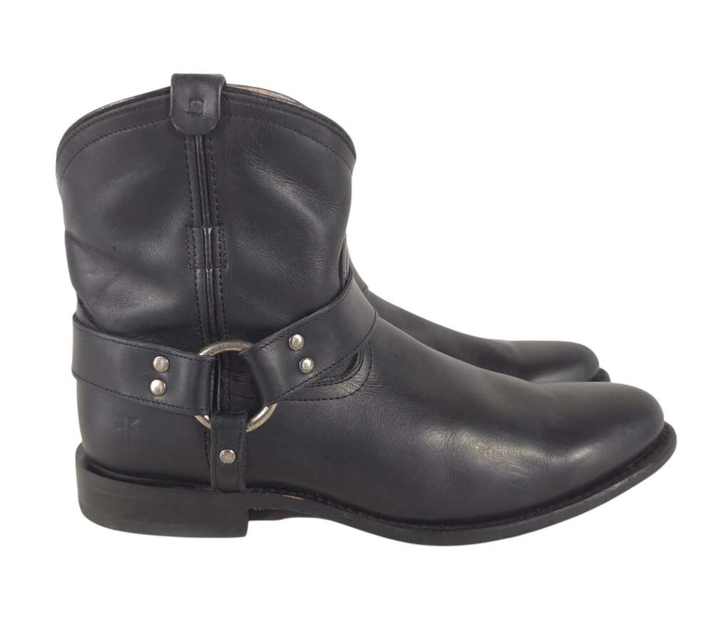Frye 12R Harness Boots US 10 EU 40 Womens Black Leather Biker 76683 $398